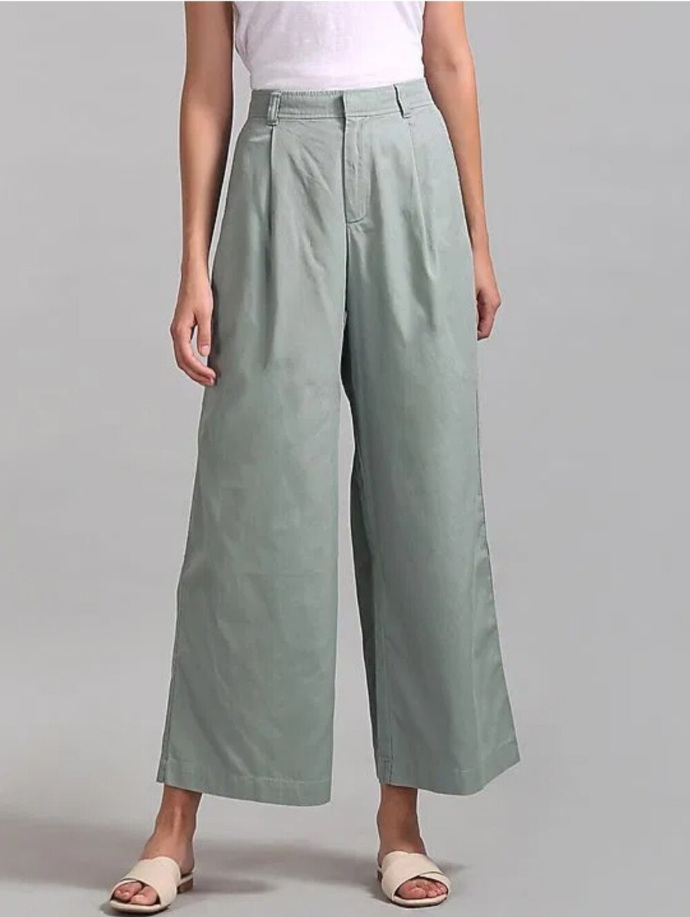 GAP Desert Sage Green Wide Leg Pleated High Waisted Twill Trouser Pants SZ 12